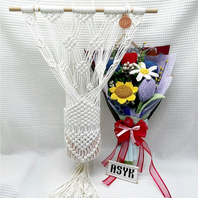 [Plant Hanging Basket Wall Hanging] Bouquet/Yiranl Home Decoration - Shelves & Baskets - Cotton & Hemp White