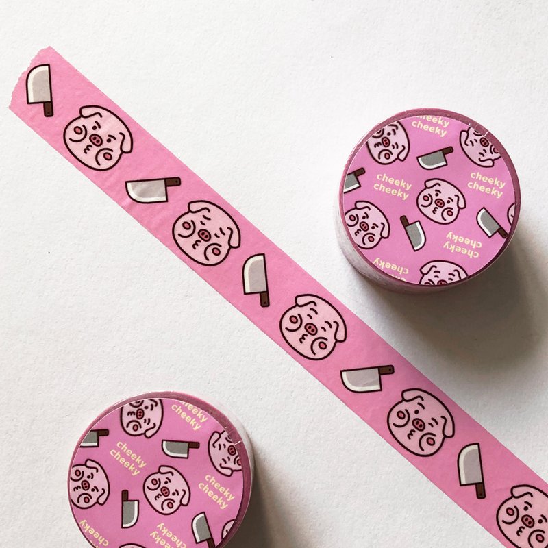 cheeky cheeky 厚面子 厚面豬 和紙膠帶 貼紙 - 膠紙/膠帶/紙膠帶 - 紙 白色