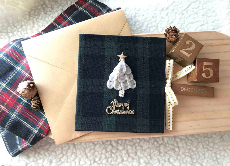 Warm Christmas tree handmade card Christmas card Handmade Christmas card plaid - Cards & Postcards - Paper Multicolor