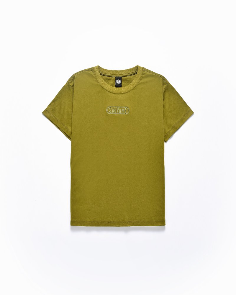 超長纖棉簡約本質T - 油果綠 - 女 T 恤 - 棉．麻 綠色