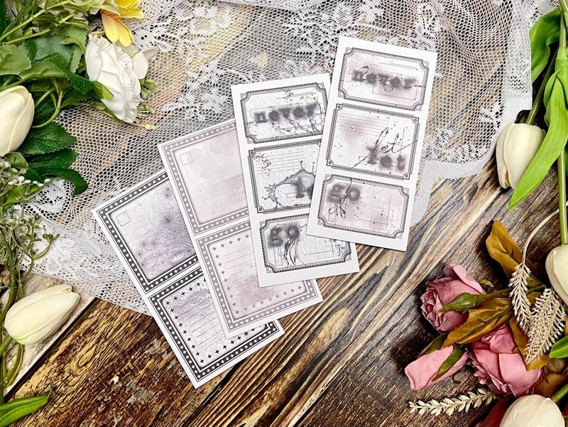 white vintage label memo paper 4 types 25pcs SET(all 100pcs) - สติกเกอร์ - กระดาษ 