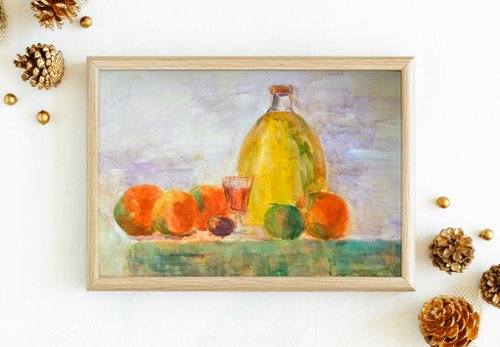 果物の静物 水彩画 額縁付き 果物の静物 水彩画 額縁付き