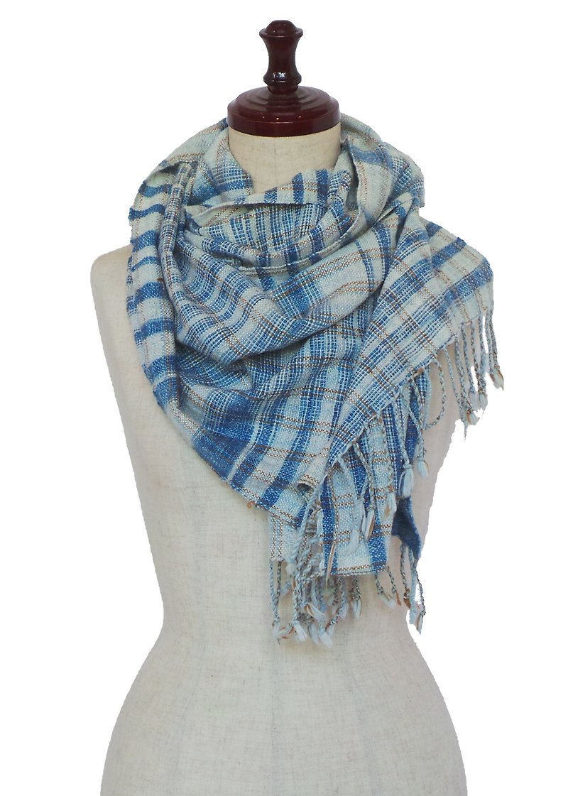 Scarf - Knit Scarves & Wraps - Cotton & Hemp Blue