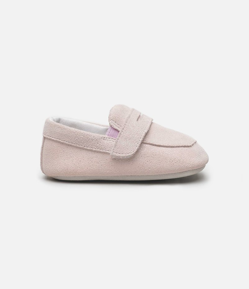 粉色樂福嬰兒鞋 / 手工學步鞋 / 客製烙印 / 訂製 / 禮物 - 嬰兒鞋 - 真皮 粉紅色