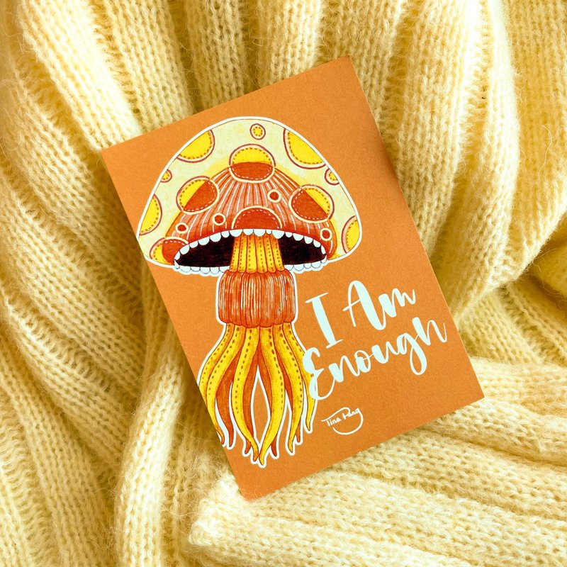 Fantasy Jellyfish Postcard - I Am Enough - การ์ด/โปสการ์ด - กระดาษ สีส้ม