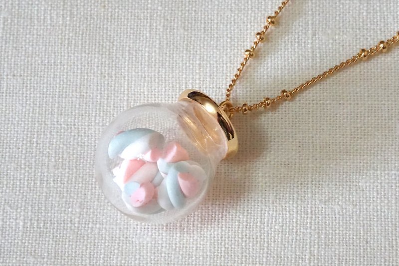 綿キャンディ・グラスのネックレス|粘土で作られたシミュレーションキャンディネックレス - チョーカー - 粘土 ピンク
