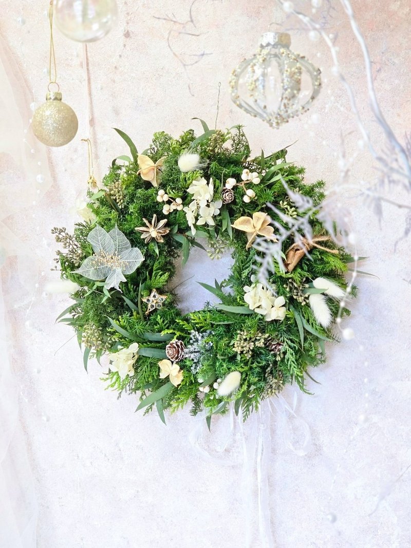 White snow mixed pine Christmas wreath [Limited to self-pickup in store/Exclusive delivery in both north and south] - Plants - Plants & Flowers Multicolor