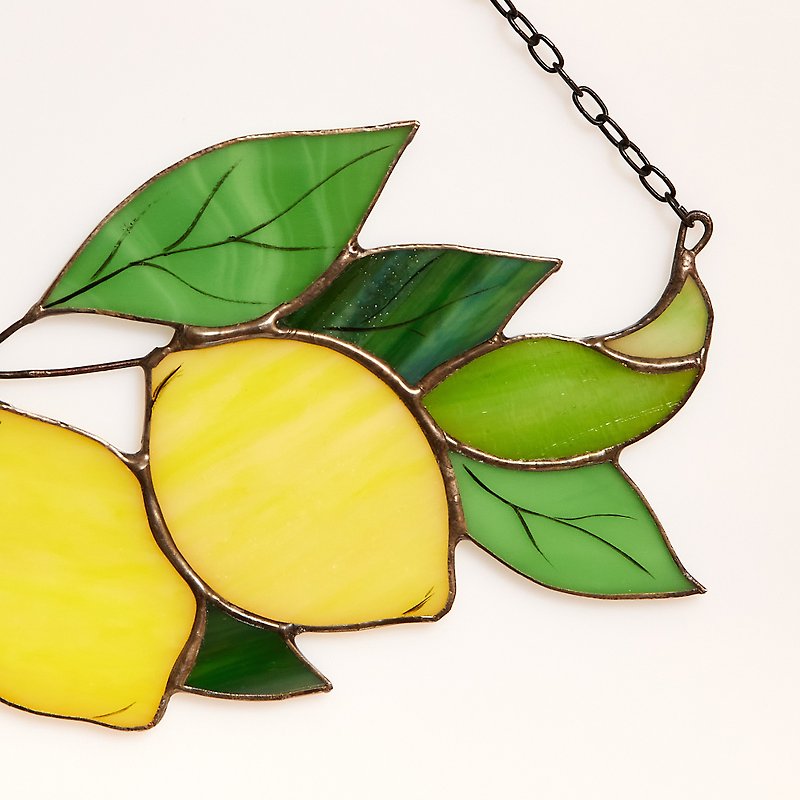 Lemon branch Stained glass suncatcher - Other - Glass 