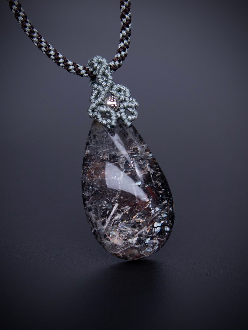 Stunning Mica Tourmaline Symbiotic Crystal Pendant Necklace - Necklaces - Crystal 