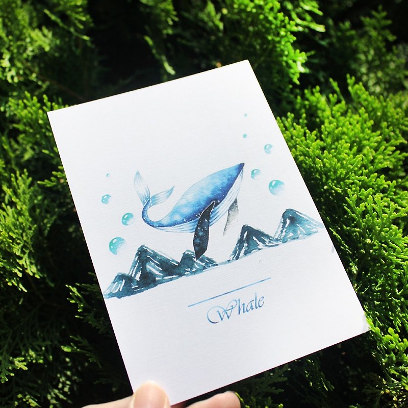 カラフルなクジラのポストカード - カード・はがき - 紙 ブルー
