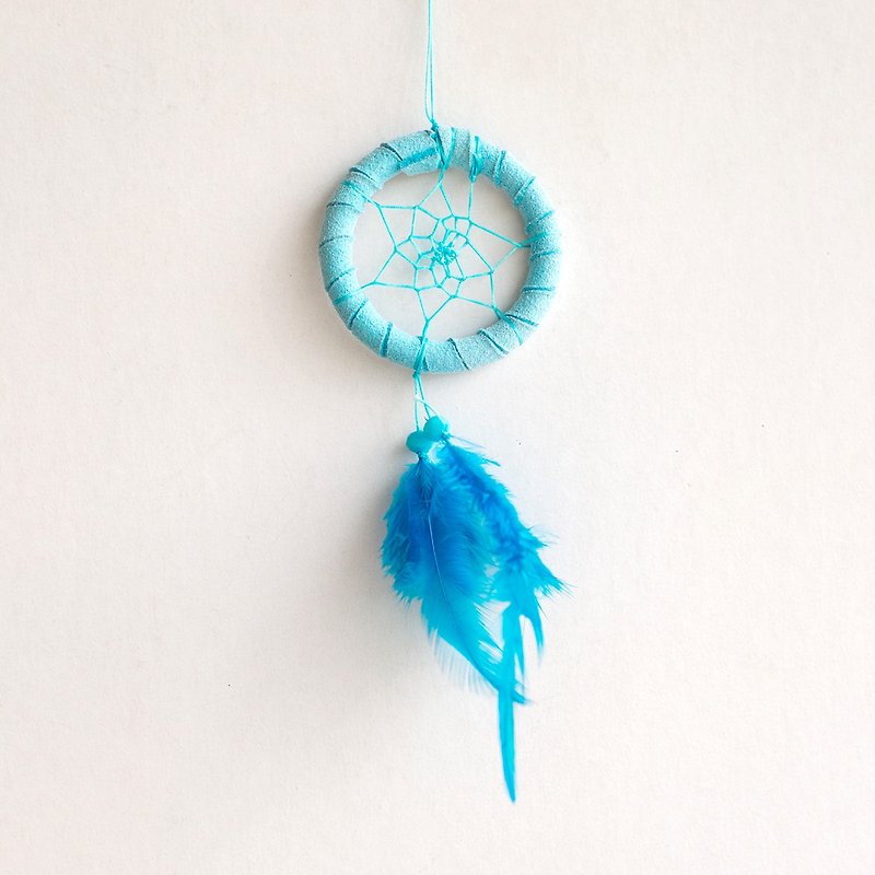 純粹水藍 - 捕夢網 迷你版(5cm) - 生日禮物、交換禮物 - 吊飾 - 其他材質 藍色