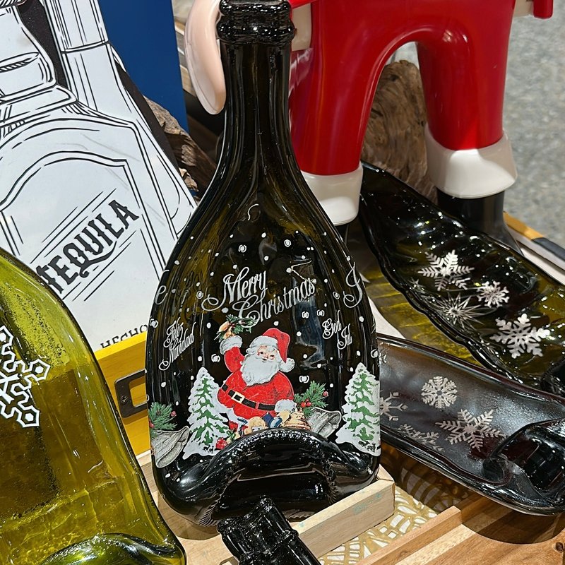 聖誕限量 收藏款 聖誕老人氣泡酒酒瓶盛盤 - 居家收納/收納盒/儲物盒 - 玻璃 