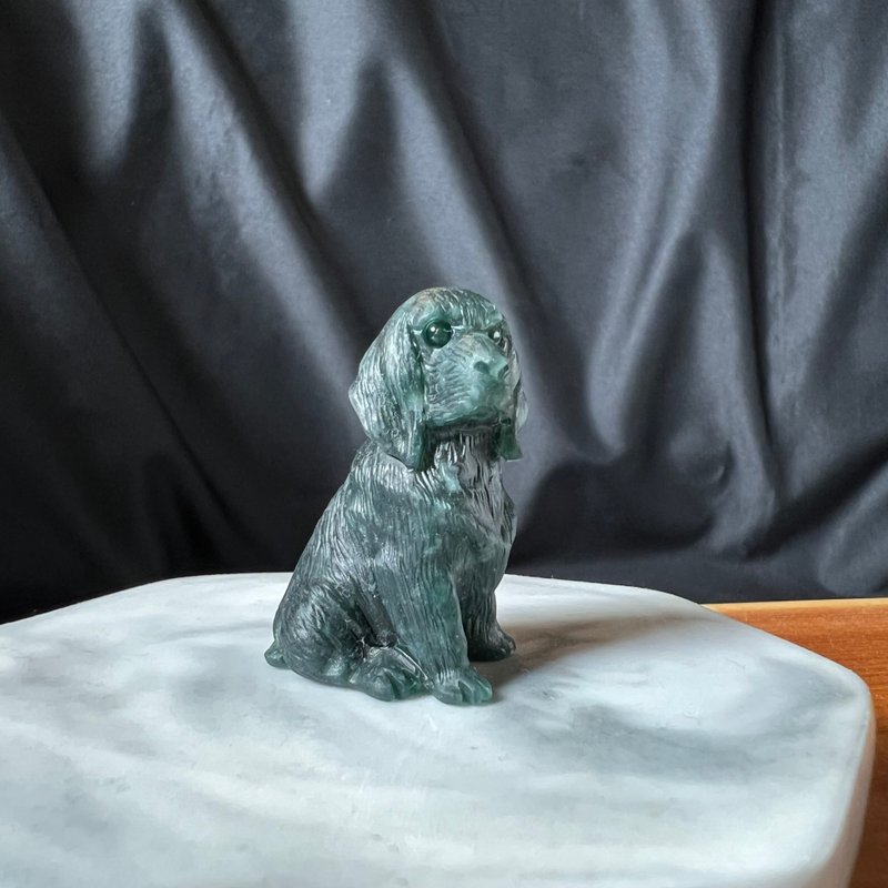 小萌寵 | 翡翠黃金獵犬擺件 - 擺飾/家飾品 - 玉石 綠色