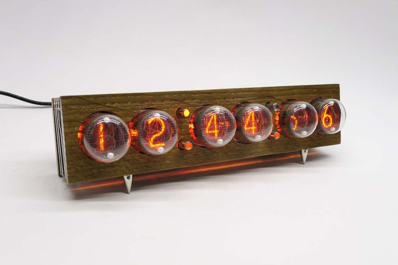 Wi-Fi Sonya IN-4 Nixie desk clock with wooden case - แกดเจ็ต - ไม้ สีกากี