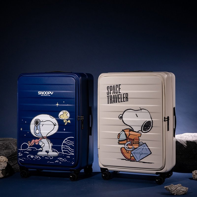 [SNOOPY] Astronaut 28-inch front flip-up suitcase, suitcase, trolley case - กระเป๋าเดินทาง/ผ้าคลุม - พลาสติก สีน้ำเงิน