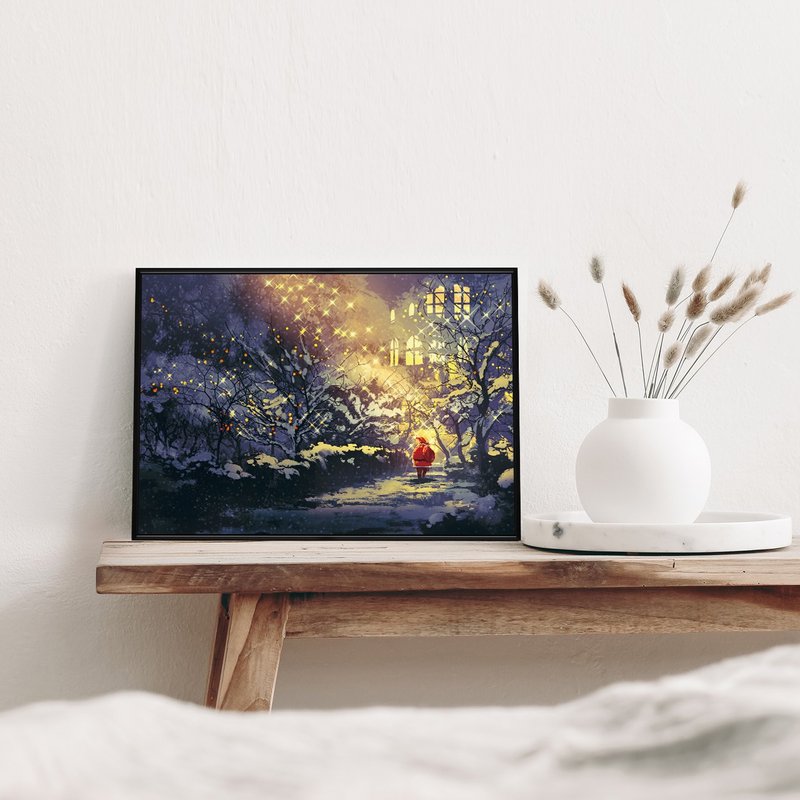 聖誕老人 • 星光熠熠 - 質感聖誕老人掛畫/耶誕裝飾畫/聖誕送禮 - 海報/掛畫/掛布 - 棉．麻 多色