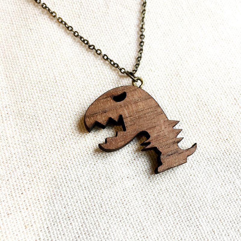 Necklace Dinosaur A - Necklaces - Wood White