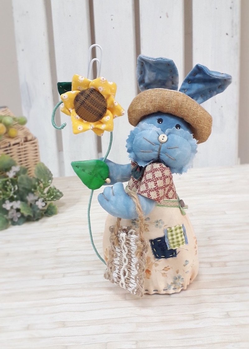 Sunflower hat rabbit memo folder - Stuffed Dolls & Figurines - Cotton & Hemp Multicolor