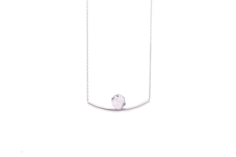 【聖誕禮物】【畢業禮物】黑白髮晶S925純銀項鍊項鏈01 - 項鍊 - 水晶 銀色