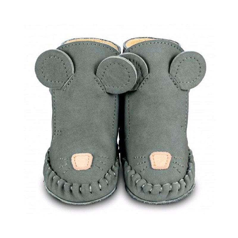 荷蘭 Donsje 真皮內刷毛動物造型靴寶寶鞋 深灰老鼠0579N122ST004 - 童裝鞋 - 真皮 灰色