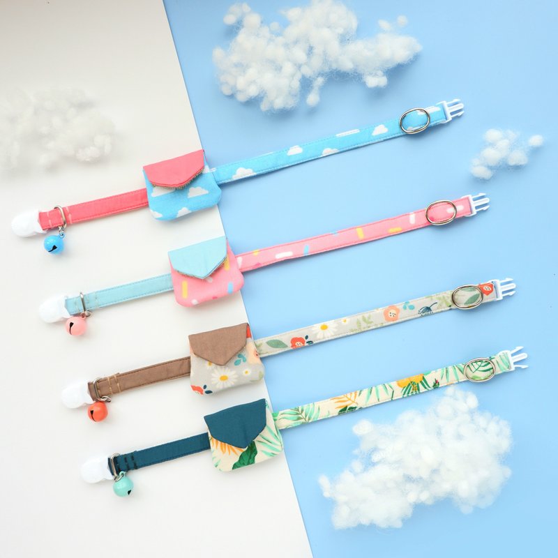AirTag Breakaway Cat Collar, safety collar with a mini pouch for AirTag - 項圈/牽繩 - 棉．麻 多色
