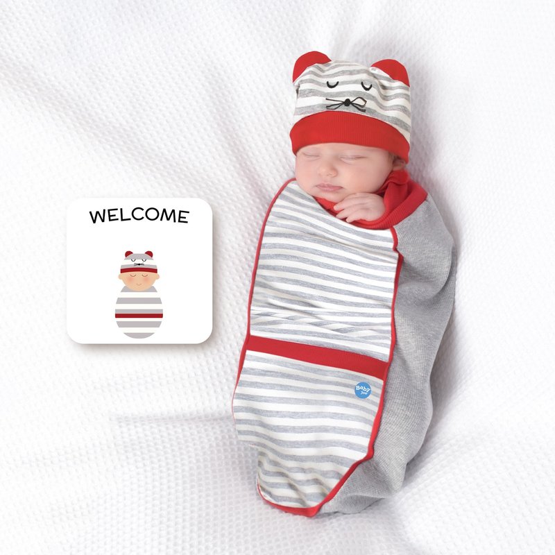 BABYjoe Swaddlng Set-Mouse Baby - Baby Gift Sets - Cotton & Hemp Multicolor