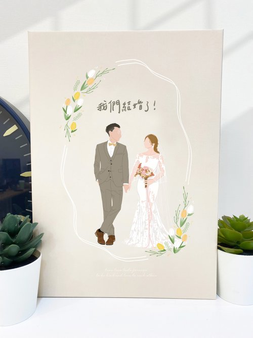 幸也設計 似顏繪結婚書約夾-人像繪製結婚證書夾-客製化結婚書約夾-證書夾