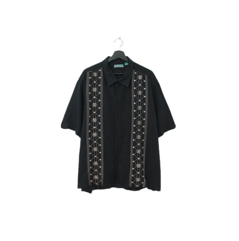 Back to Green-夏威夷襯衫 刺繡復古圖騰 黑ht-10/vintage shirts - 男襯衫/休閒襯衫 - 棉．麻 