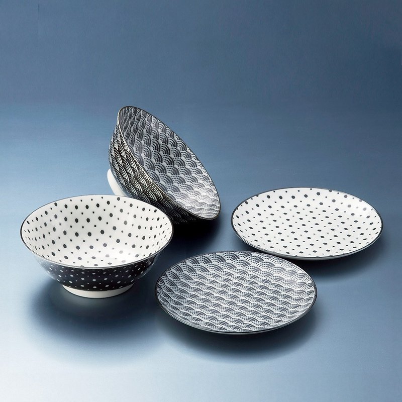 有種創意 - 日本美濃燒 - 小紋碗碟組 (4件式) - 禮盒組 - 碗 - 瓷 多色
