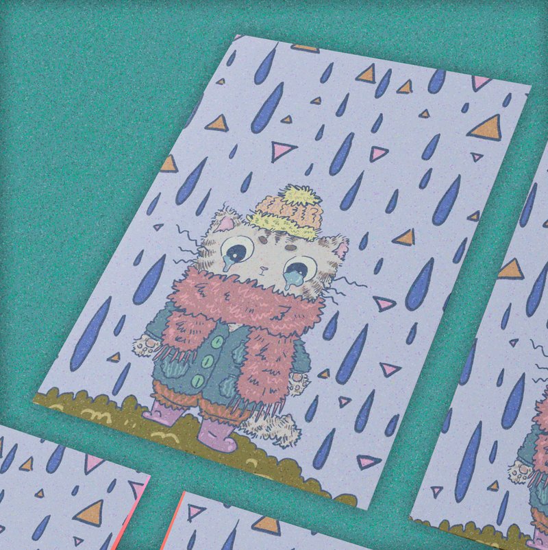 【插畫明信片/卡片】Rainy - 卡片/明信片 - 紙 藍色