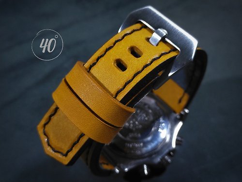 40degreeshandcraft ํYellow Pueblo Leather watch strap, Handmade leather watch strap