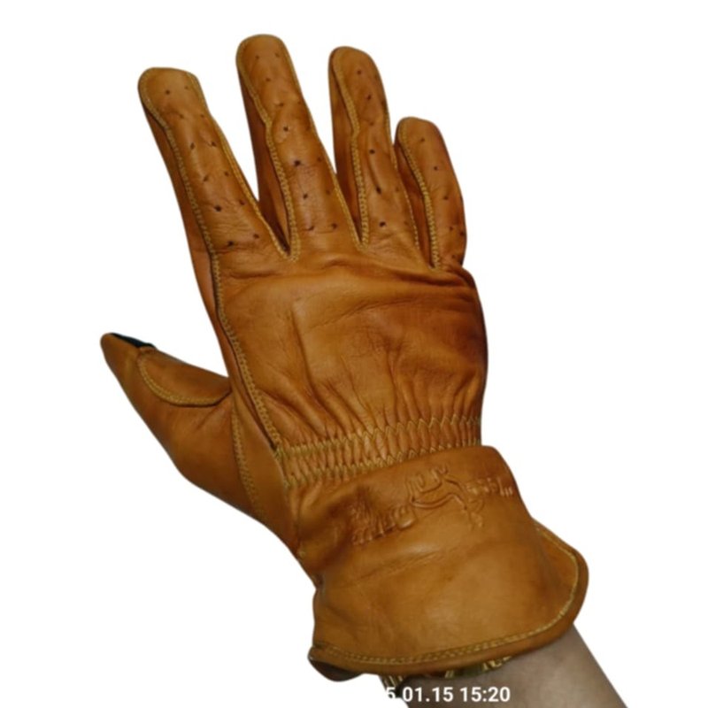 Vintage Gloves Real Leather classic Motorcycle Biker Riding full fingers driving - 其他 - 真皮 黃色