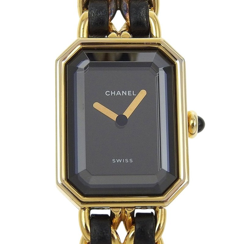 【日本直送】シャネル CHANEL プルミエールS 腕時計 H0001 金メッキ×レザー クオーツ アナログ表示 ブラック文字盤 レディース【中古】 - 女錶 - 其他金屬 黑色