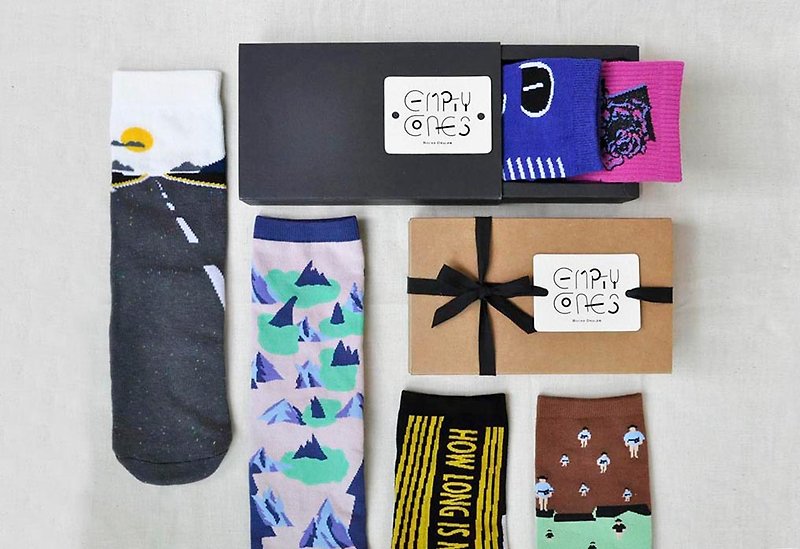 Optional Socks Gift Box (Black and Brown)_ 3 Pairs - Socks - Cotton & Hemp Multicolor
