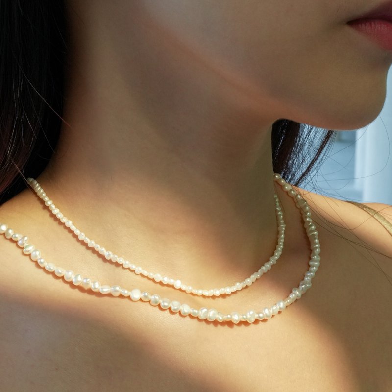 NEW【Aurora Natural Pearl】s925 sterling silver necklace || Exclusive edition - สร้อยคอ - ไข่มุก ขาว