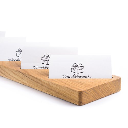 WOODPRESENTS Multiple business card holder Wooden desk organizer Coworker gift idea