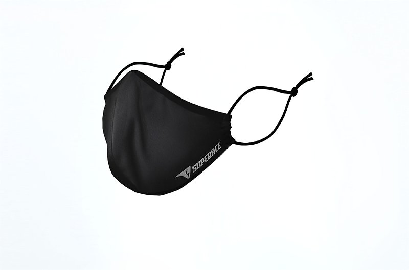 【SUPERACE】零熱力 3D極輕透氣運動口罩 / 中性款  / 黑 - 口罩/口罩收納套 - 聚酯纖維 黑色