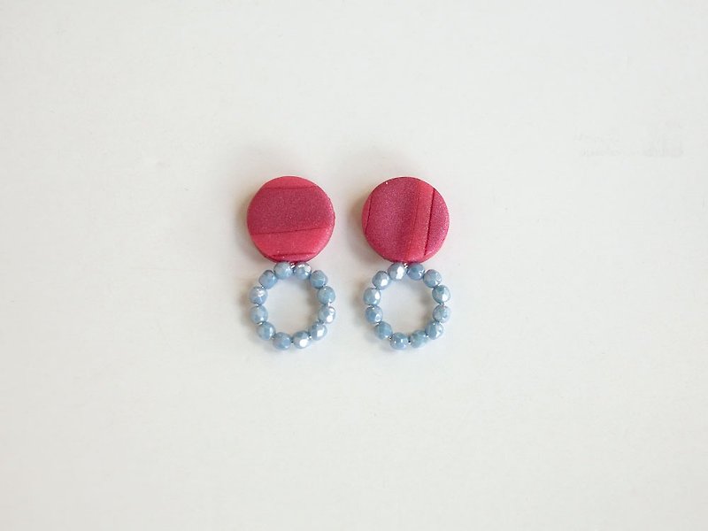 小さな輪っかピアス/イヤリング/ラズベリー - 耳環/耳夾 - 黏土 紅色