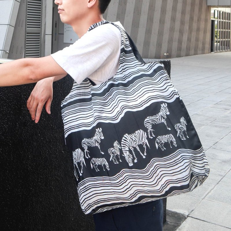 ENVIROSAX Australian Reusable Bag- Out of Africa - Zebra - กระเป๋าแมสเซนเจอร์ - เส้นใยสังเคราะห์ สีดำ