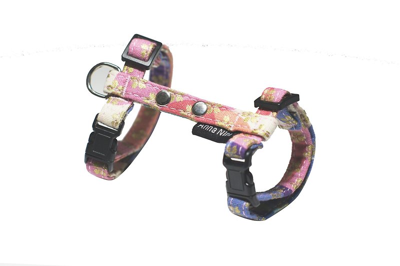 I-shaped chest strap with cherry blossom three primary colors pet chest back cat and rabbit suitable for quick buckle leash fast shipping - Clothing & Accessories - Cotton & Hemp 