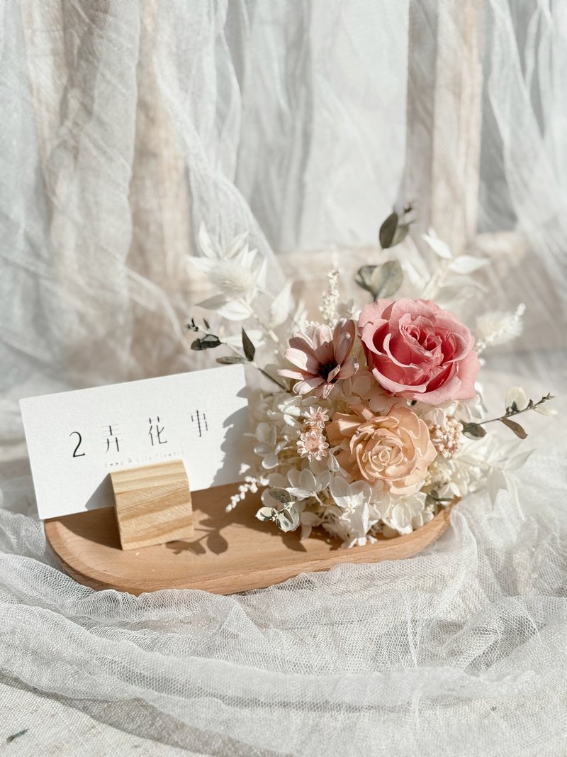 不凋花/永生花名片座 招財貓 開幕禮物 升遷禮 入厝禮 - 擺飾/家飾品 - 植物．花 粉紅色