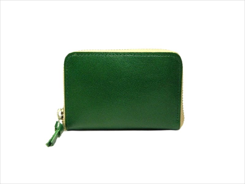 Double-barreled card  coin purse case Buffalo  leather - ที่เก็บนามบัตร - หนังแท้ สีดำ