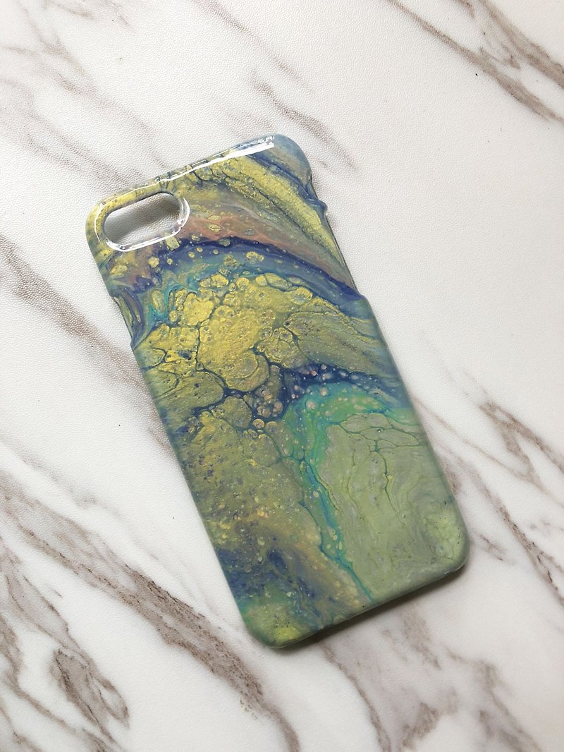 OOAK hand-painted phone case, only one available, Handmade marble IPhone case - Phone Cases - Plastic Multicolor