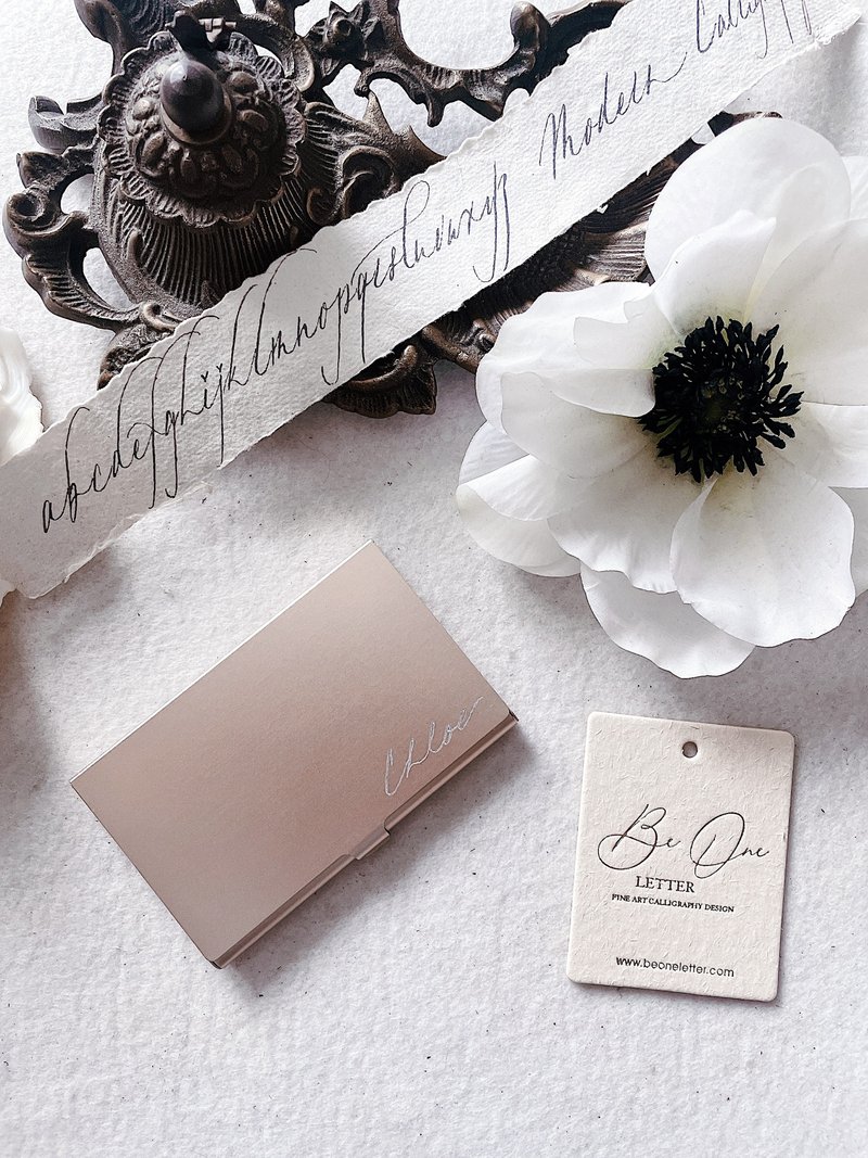 Personlaised Engraved Name Card Holder - Champagne Gold - ที่เก็บนามบัตร - อลูมิเนียมอัลลอยด์ สีทอง