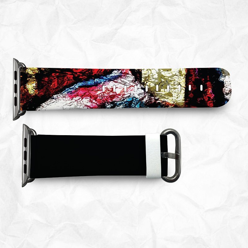 Abstract painting style Apple Watch leather strap Apple Watch special leather strap (BBSW021) - Watchbands - Genuine Leather 