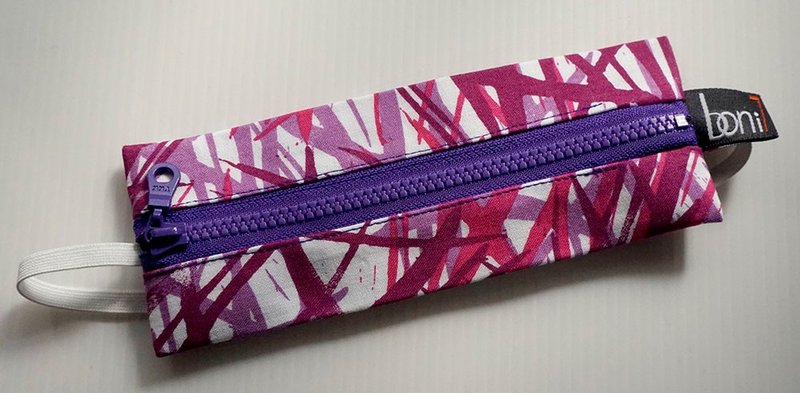 Purple pattern pencil case storage bag - กล่องดินสอ/ถุงดินสอ - ผ้าฝ้าย/ผ้าลินิน สีม่วง