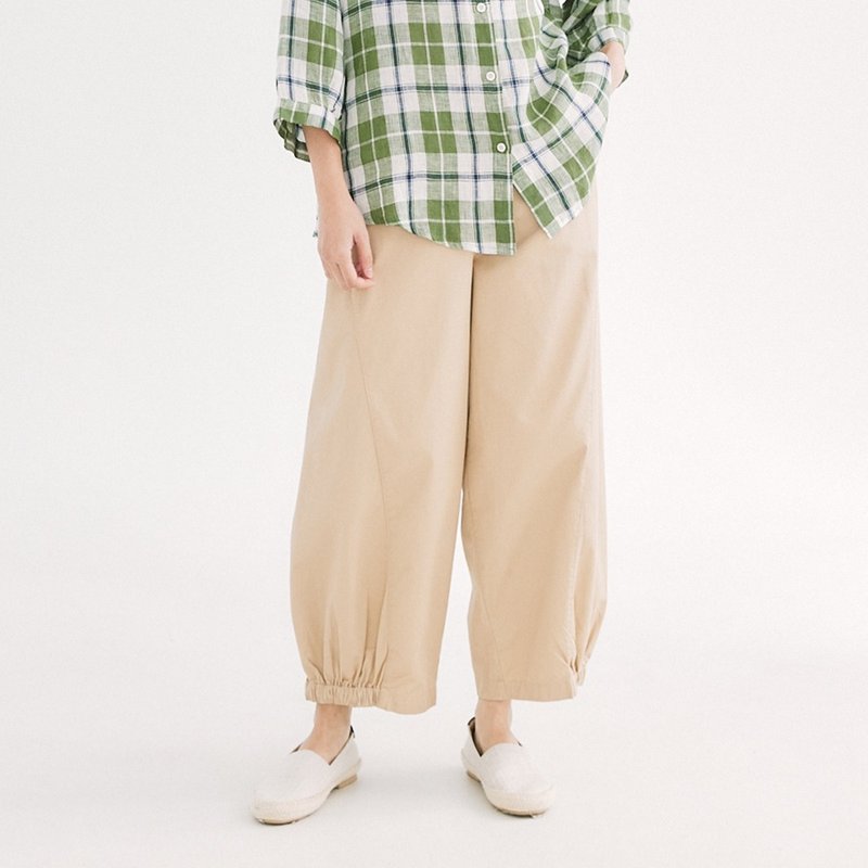 【Simply Yours】Shrunk cotton cropped khaki Khaki F - Women's Pants - Cotton & Hemp Khaki