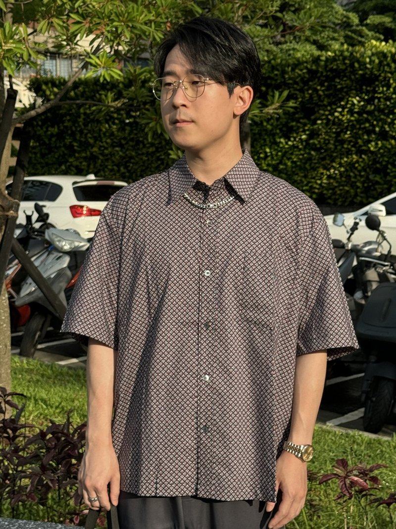 KAIKAI - UNPREDICTABLE - 菱格雙刃短袖襯衫 - 男襯衫/休閒襯衫 - 棉．麻 多色