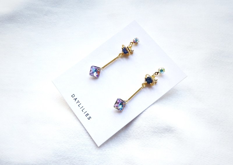 Swarovski Princess Cut Crystal Earrings - Crystal Vitral Light - Earrings & Clip-ons - Sterling Silver Purple