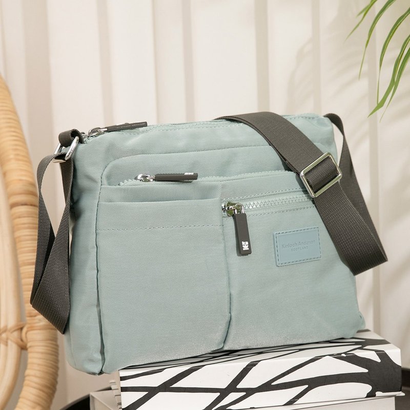 [Kim Anderson] Light Sweet Journey Multifunctional Compartment Diagonal Side Bag-Light Lake Blue - กระเป๋าแมสเซนเจอร์ - ไนลอน สีน้ำเงิน